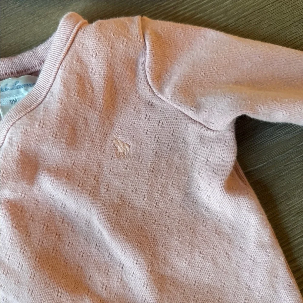 2 pink ralph lauren baby bodysuit onesies